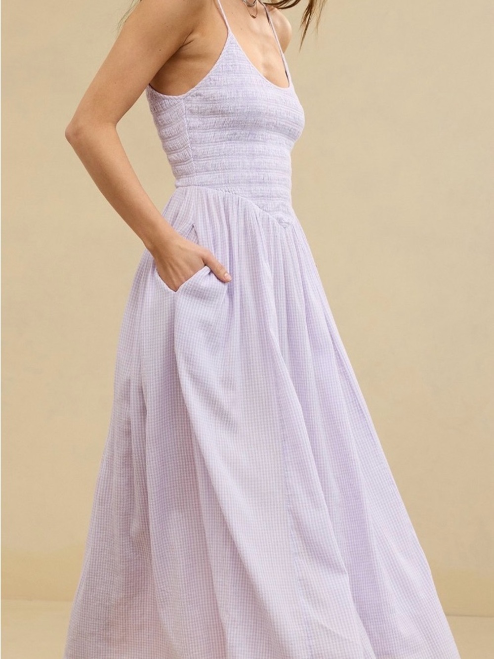 aerie Lavender Smocked Midi Sundress